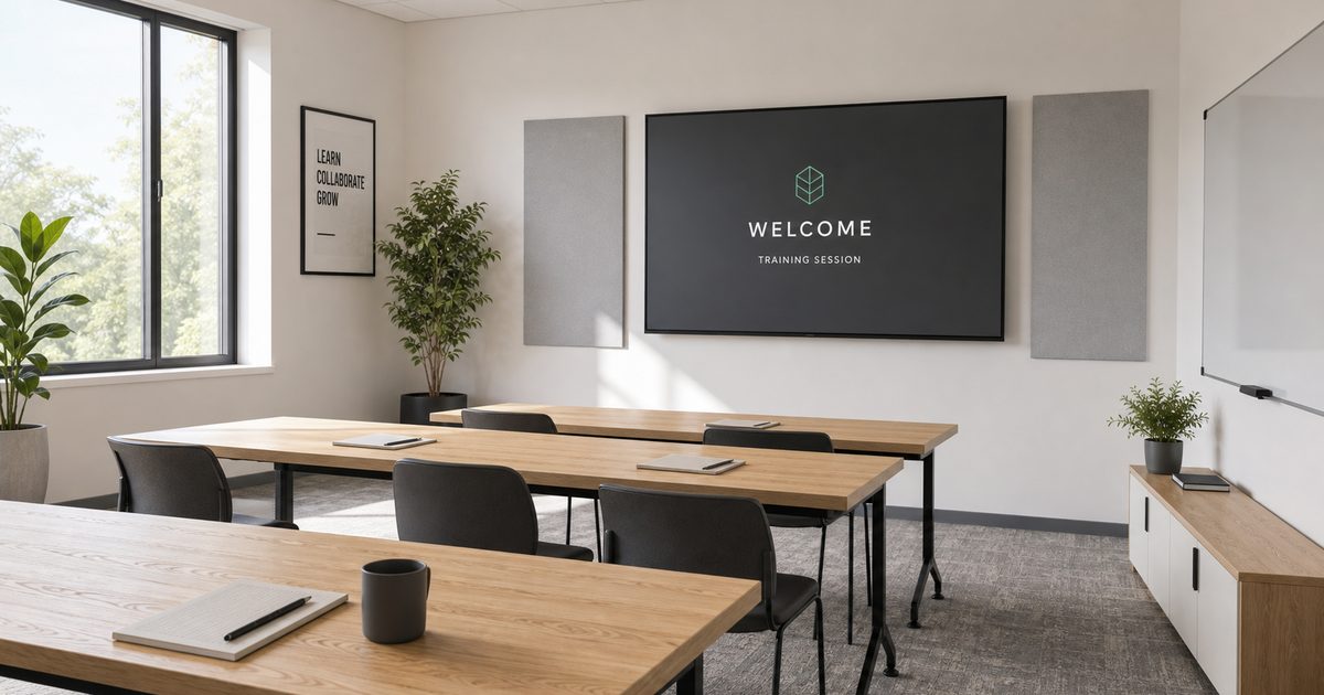 Audiovisuele inrichting voor trainingsruimtes