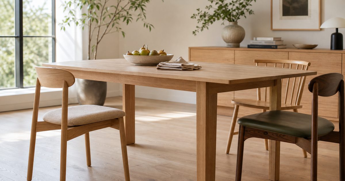 Houten eetkamerstoelen: 7 combinaties met stof, leer en verschillende houttinten