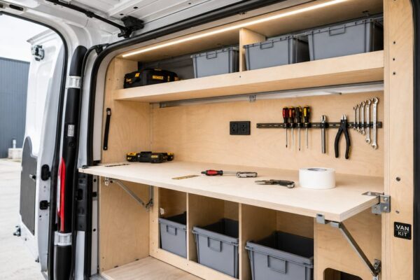 Bestelwagen inrichting hout